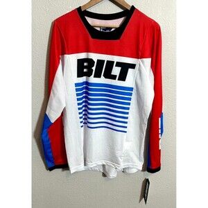NEW Bilt Lux Defeater Jersey Mens S Red White Blue Long Sleeve USA NWT Motocross